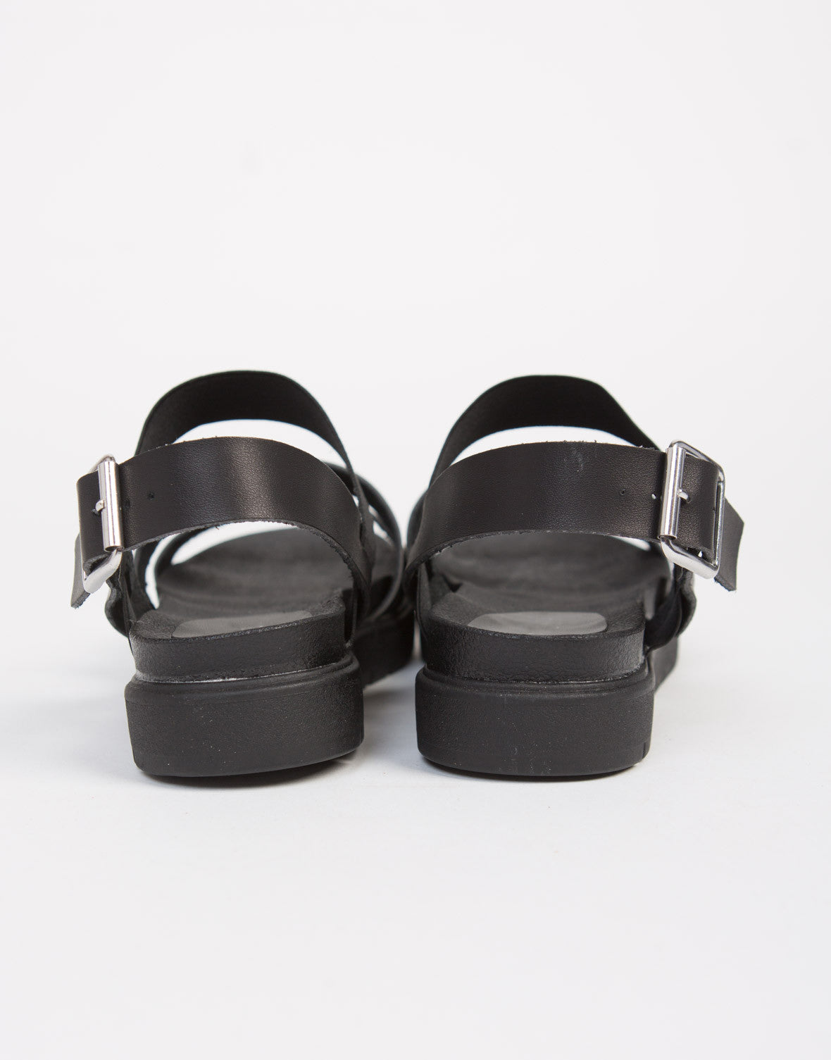 Triple Banded Flatfrom Sandals - Black Padded Flatfrom Sandals – 2020AVE