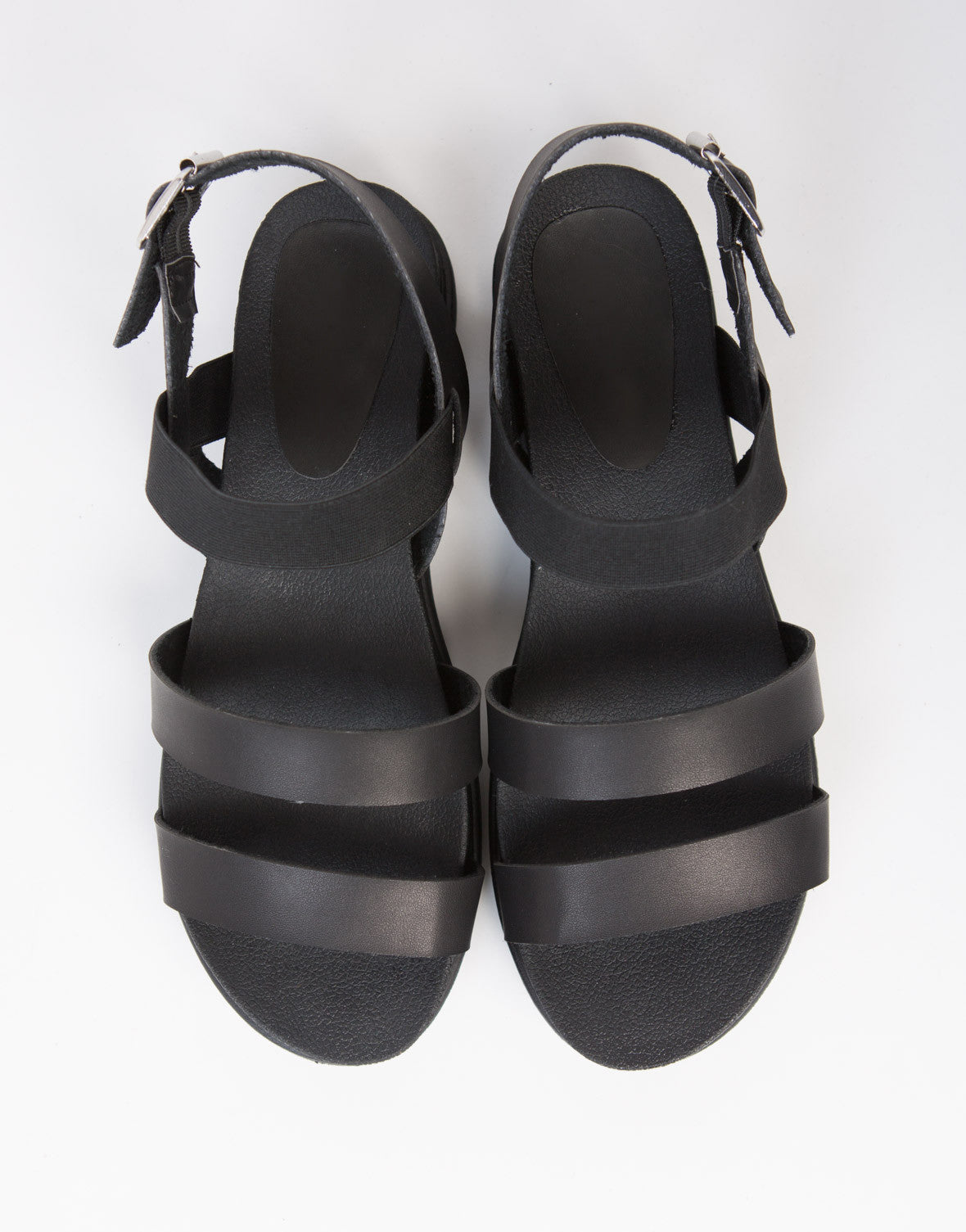 Triple Banded Flatfrom Sandals - Black Padded Flatfrom Sandals – 2020AVE