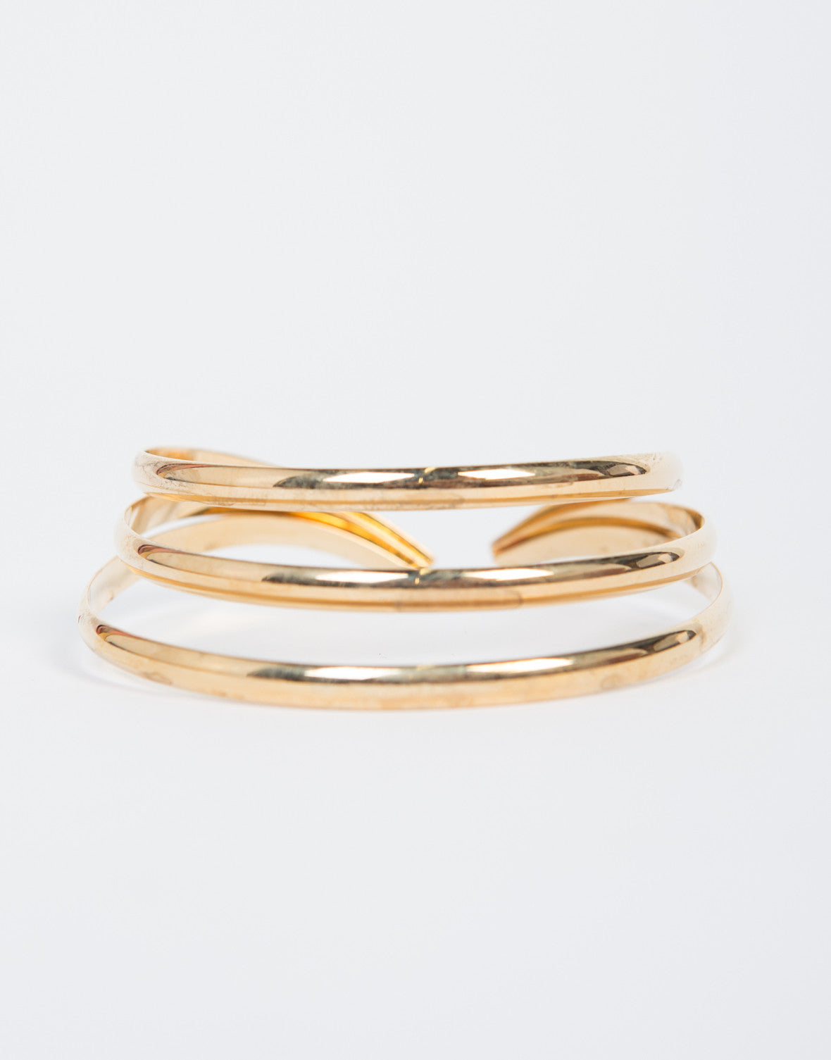 Triple Ringed Bracelet Cuff - Wired Gold Cuff - Gold Bracelet – 2020AVE