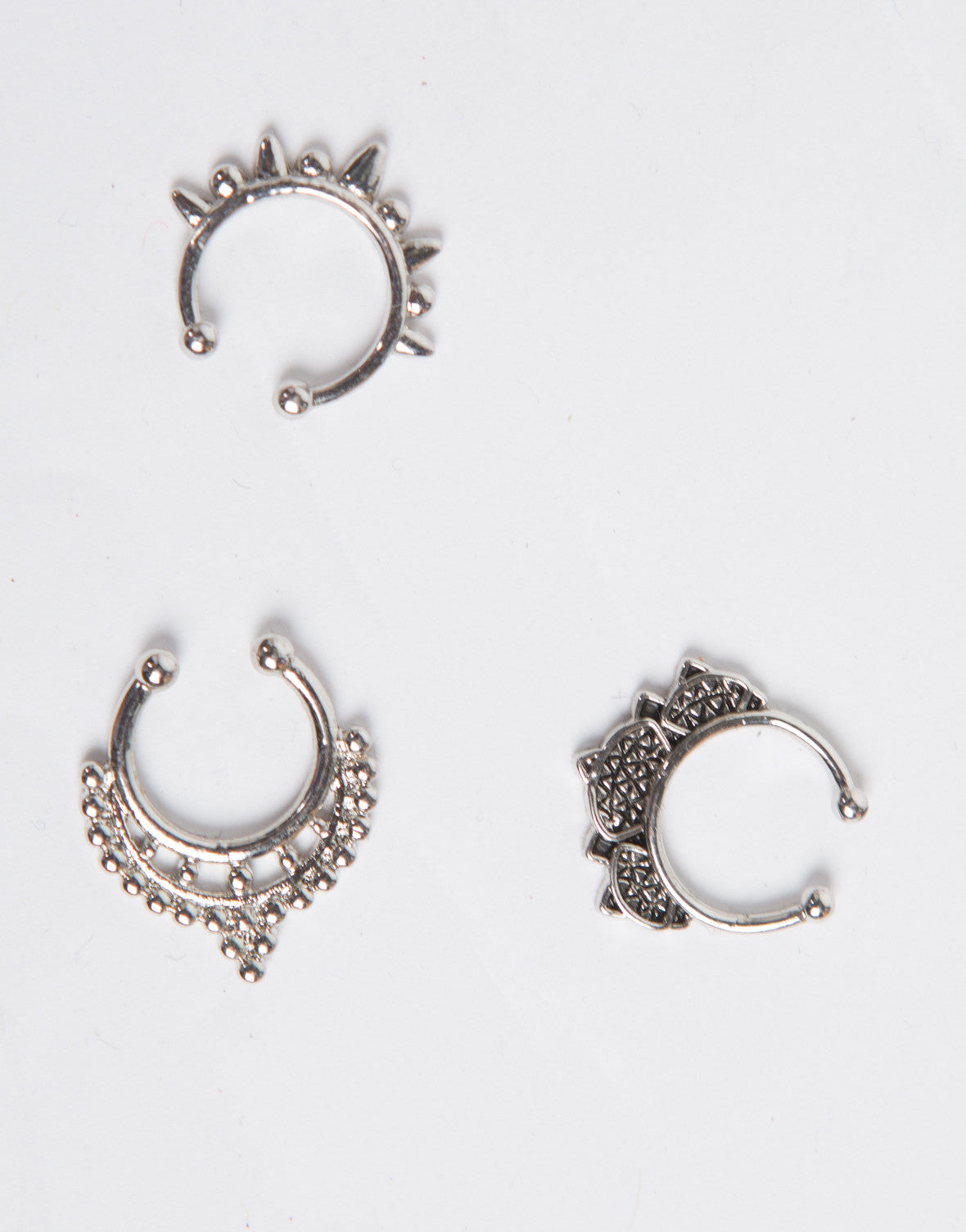 Triple Faux Septum Ring Set - Nose Rings - Silver Ring - Gold Ring ...