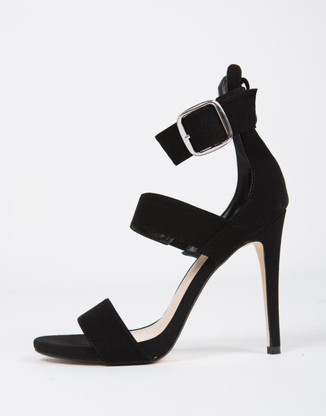Triple Strapped Heels - Black Heels - Ankle Heels - Womens Shoes – 2020AVE