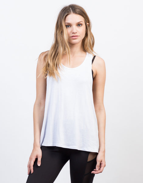 Twist Racerback Tank - White Twist Back Tank Top – 2020AVE