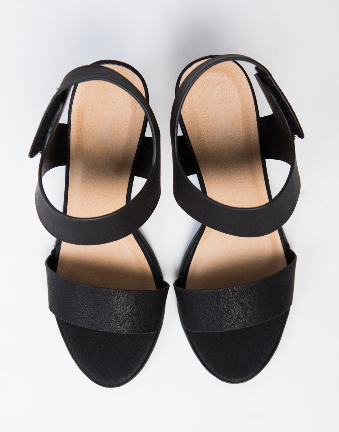 Velcro Chunky Heeled Sandals - Black Sandals - Velcro Straps – 2020AVE
