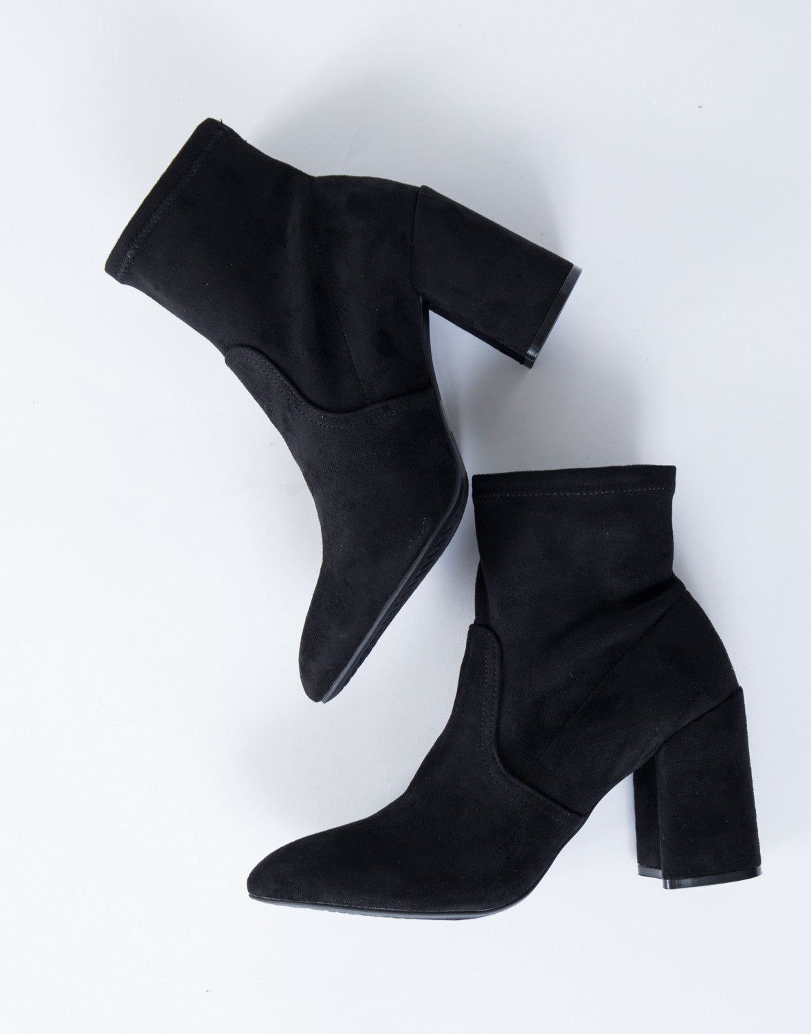 black suede sock bootie