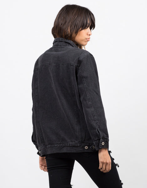 Vintage Denim Jacket - Black Jean Jacket - Oversize Denim Jacket – 2020AVE