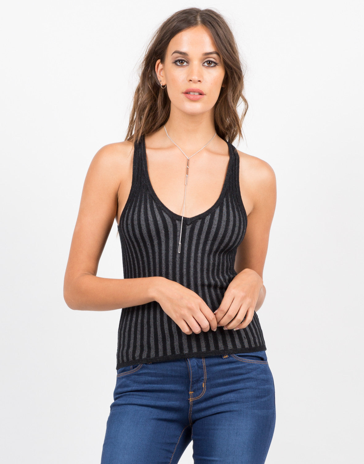 Download V-Neck Ribbed Knit Tank - Black Tank - Womens Tops - 2020AVE