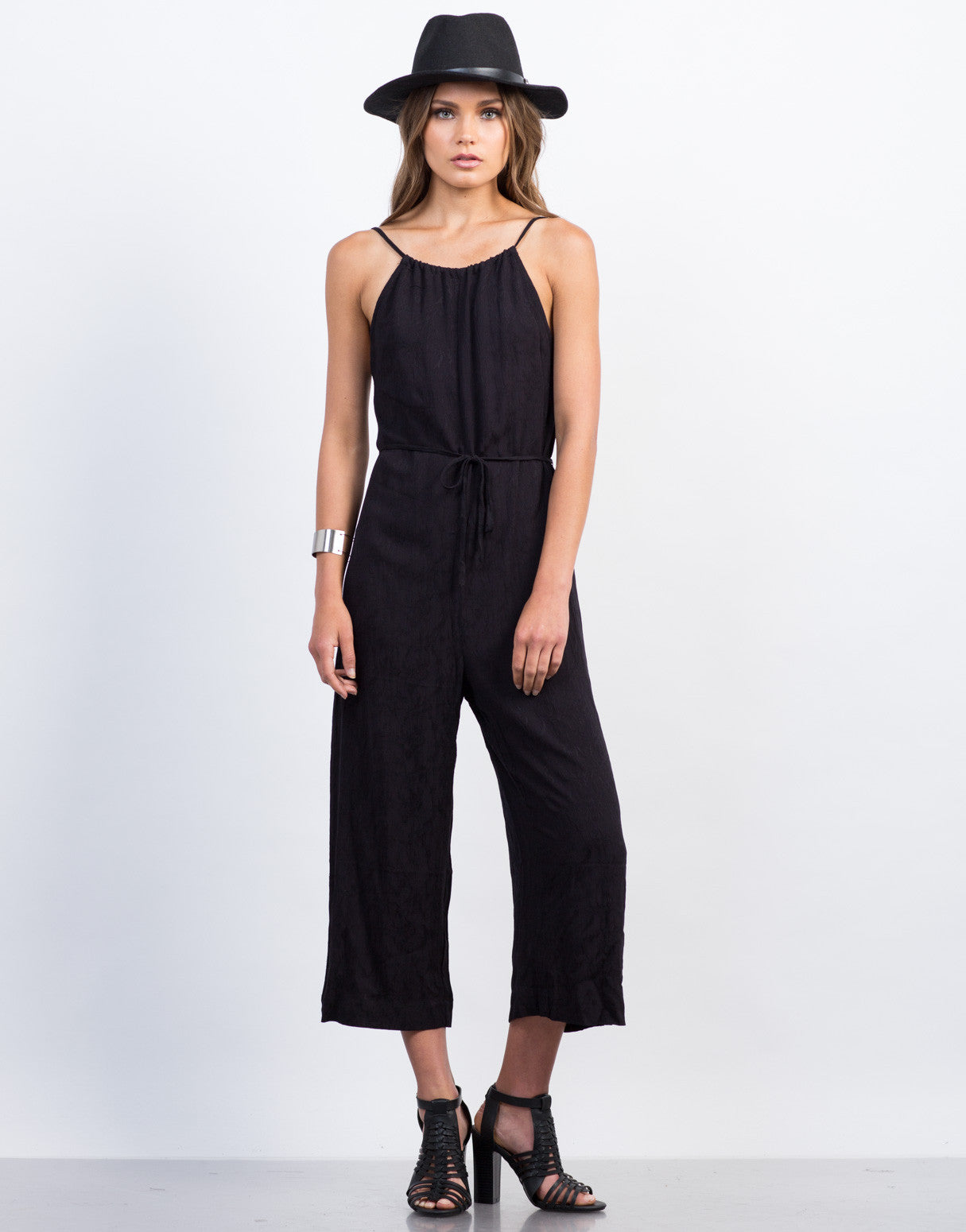 Waist Tie Printed Culotte Jumpsuit - Cami Strap Culotte Jumpsuit – 2020AVE