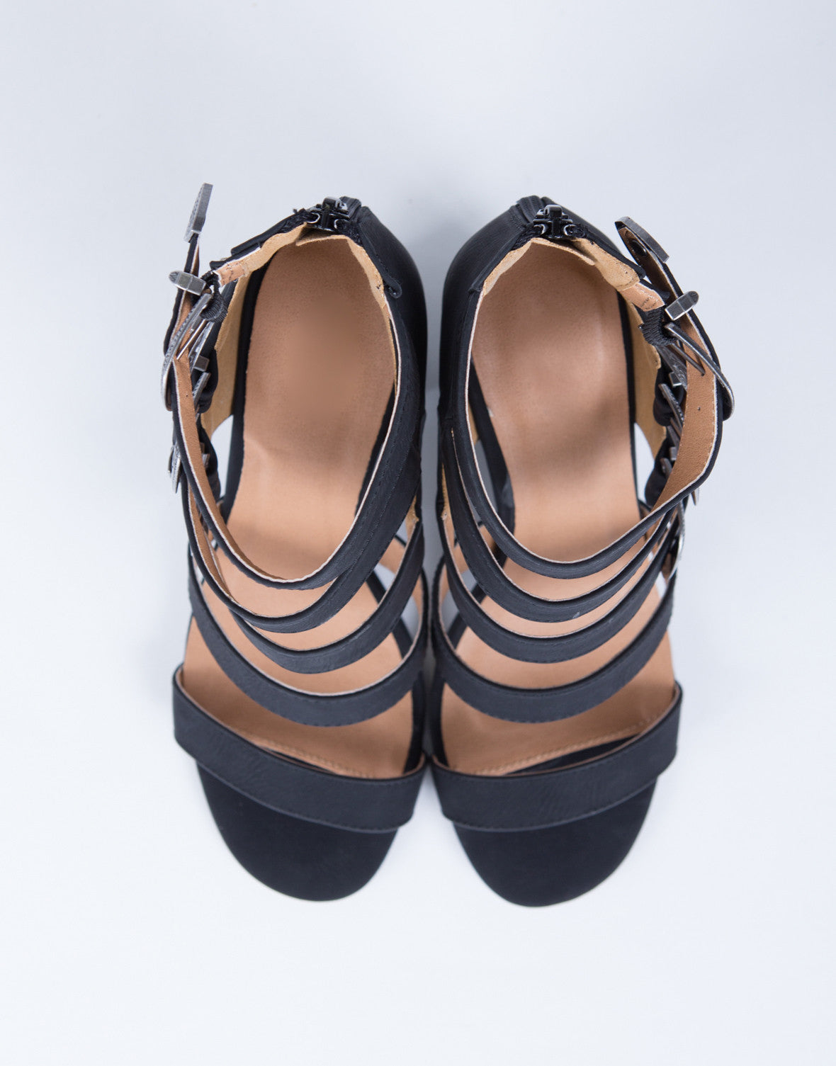Western Buckled Sandal Heels - Black Leather Heels - Western Heel ...
