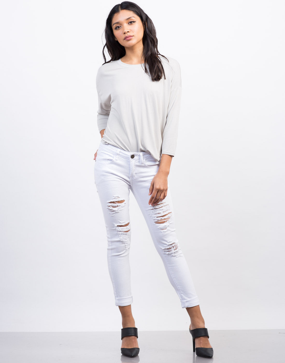 white destroyed jeans