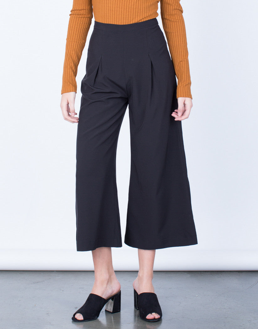 Wide Leg Culottes - Black Pants - Wide Leg Pants - Black Bottoms – 2020AVE