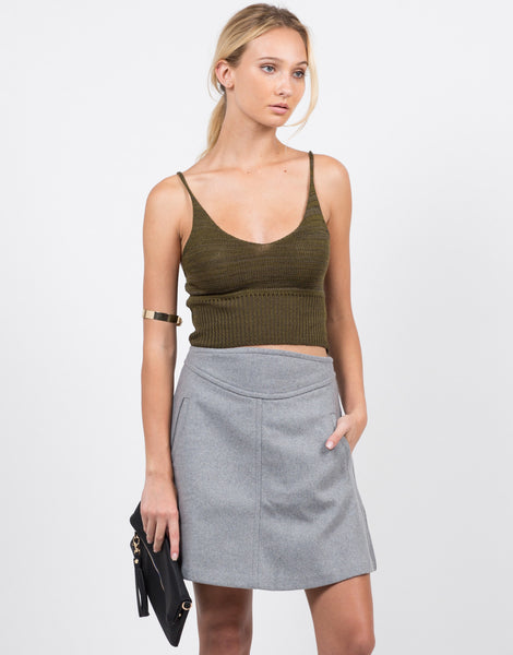 Wool A-Line Mini Skirt - Gray Skirt - Wool Skirt – 2020AVE