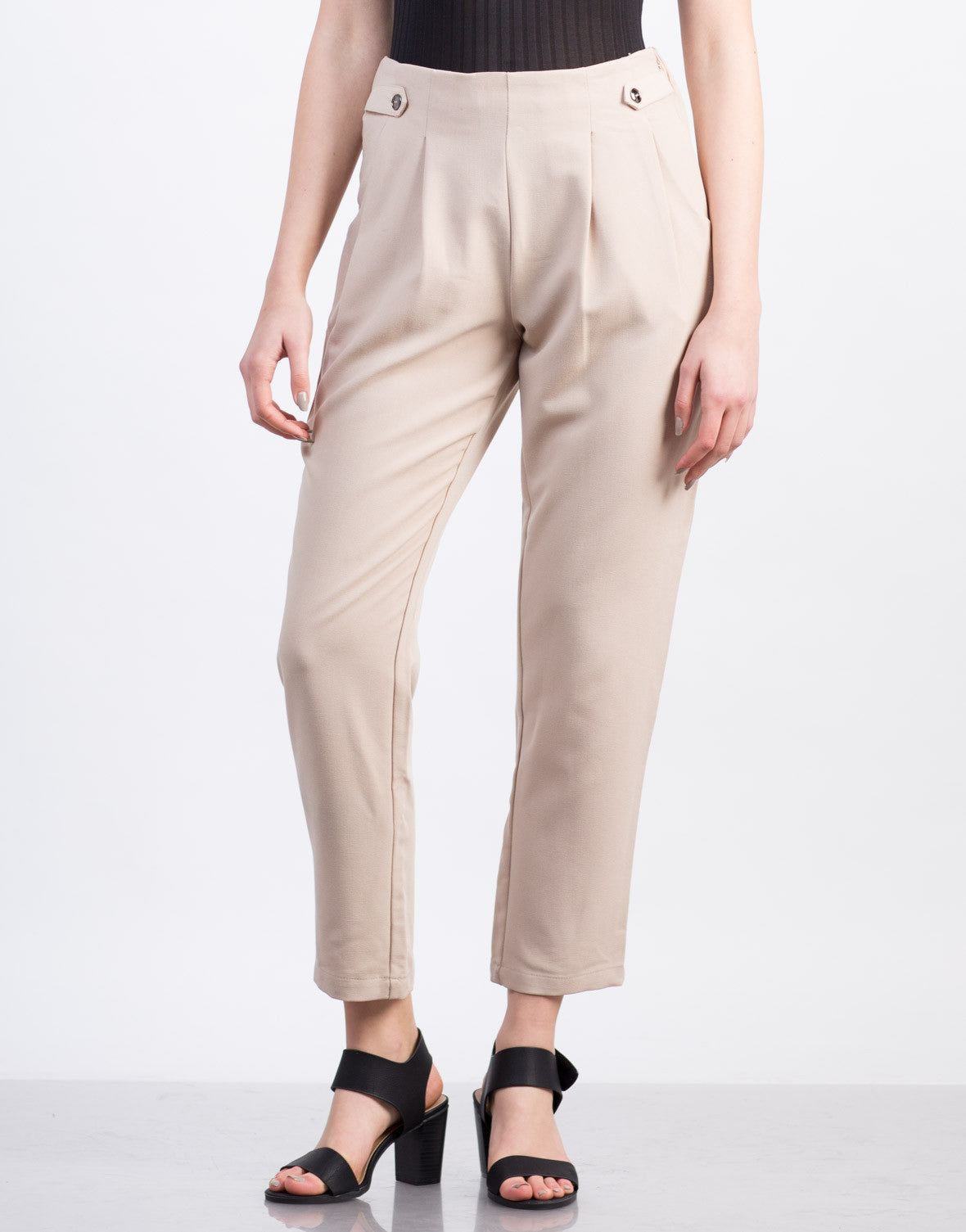 Download Woven Trouser Pants - Cropped Pants - Black Pant - Beige ...