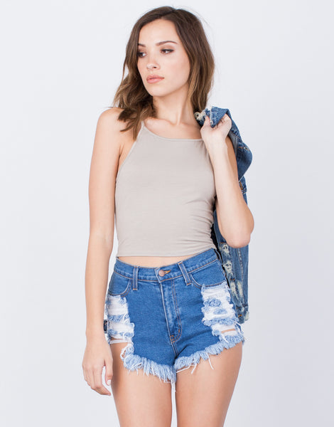 Your Everyday Cropped Cami - Bib Neck Crop Top - Basic Cropped Tank ...