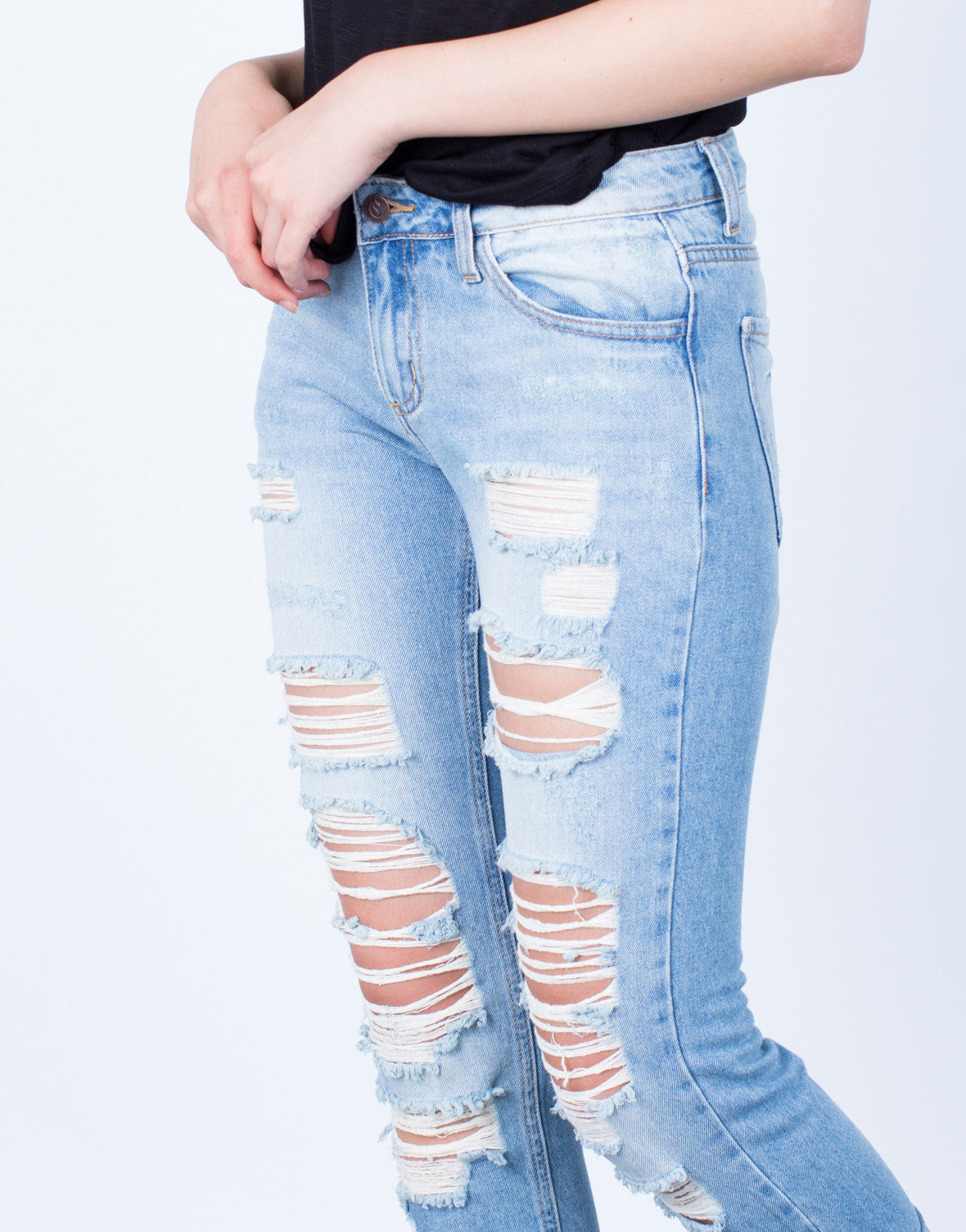 Your Next Boyfriend Jeans - Light Blue Denim - Destroyed Jeans – 2020AVE