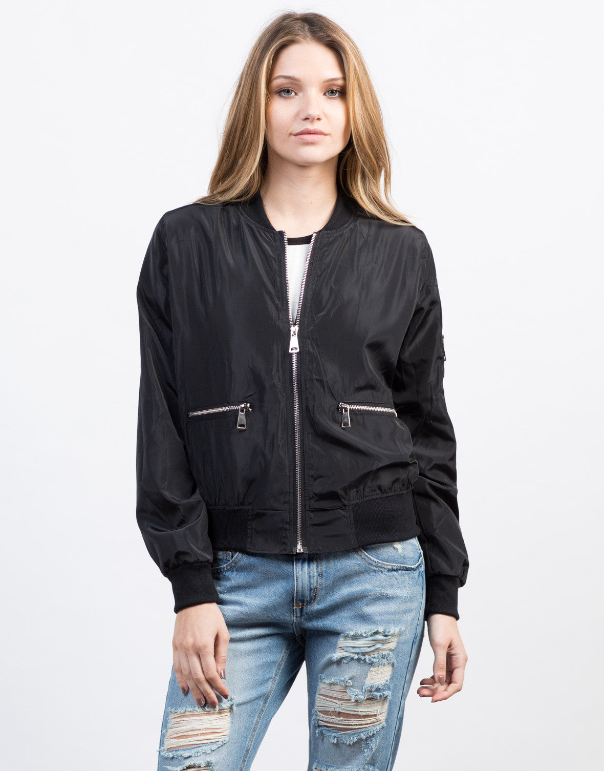 Zipped In Bomber Jacket - Black Lightweight Bomber Jacket – 2020AVE