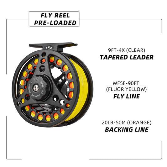 Large Arbor Fly Fishing Reel Lightweight& Anti-Rust Cast Iron Body 6/8wt,  Accurate Casting Fly Fishing Accessories with Extra Arbor & 2 Prewound Spool