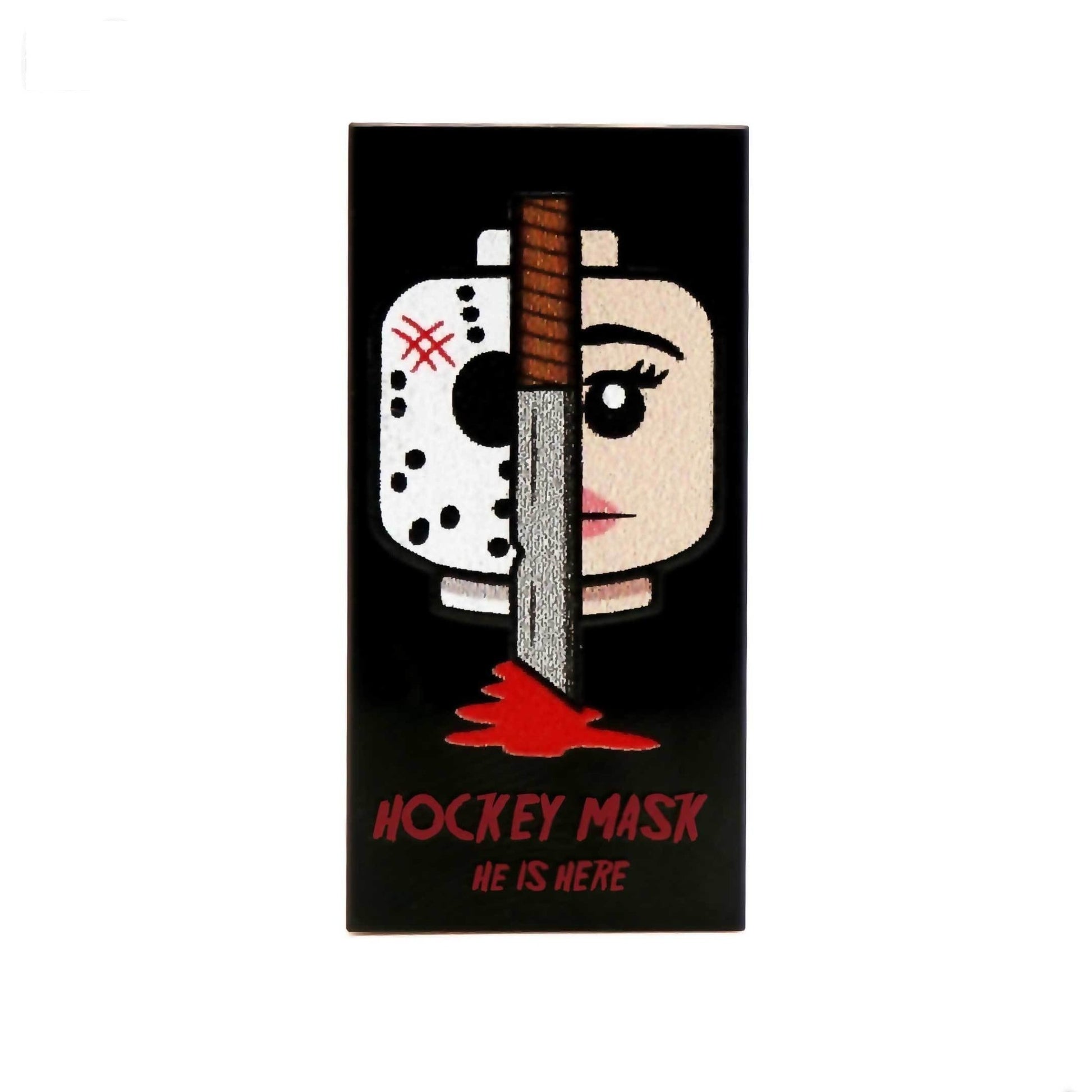 pakke Simuler brændstof Hockey Mask is Here Horror Poster - Custom Design Tile – Minifigs.me