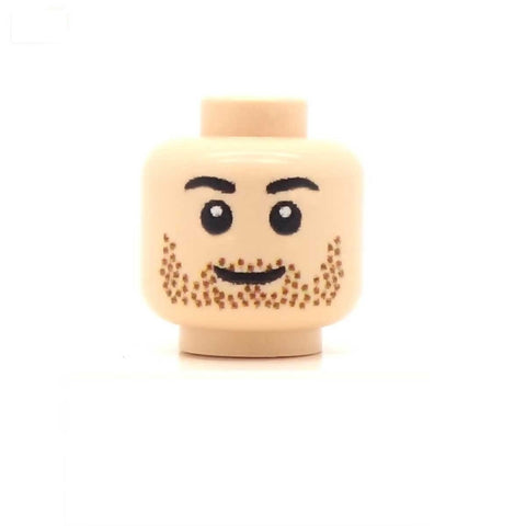 LEGO Minifigure HEAD Black Hair Moustache Stubble Beard Male Body Part #H21 