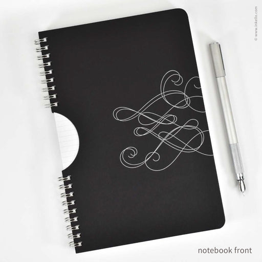 Small Black Spiral Notepad With Bursts + Rainbow Pages (#508