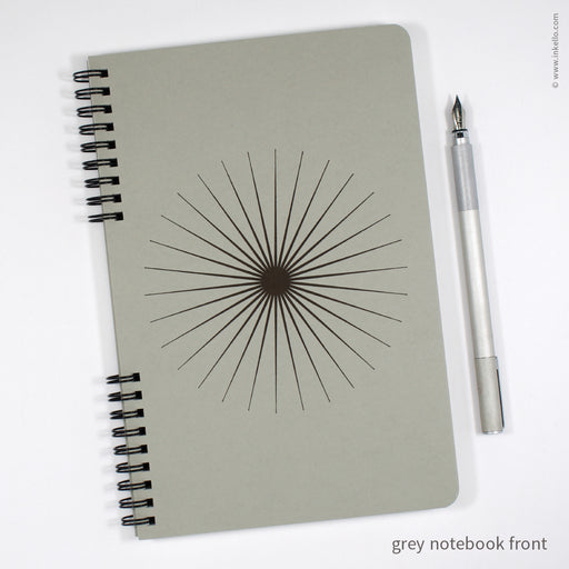 Swirl Spiral Notebook with Black Cover and Silver Ink (#457