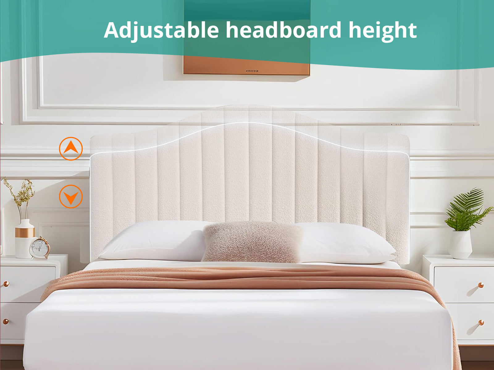 Abrea Double Bed Frame - Beige - Image 5