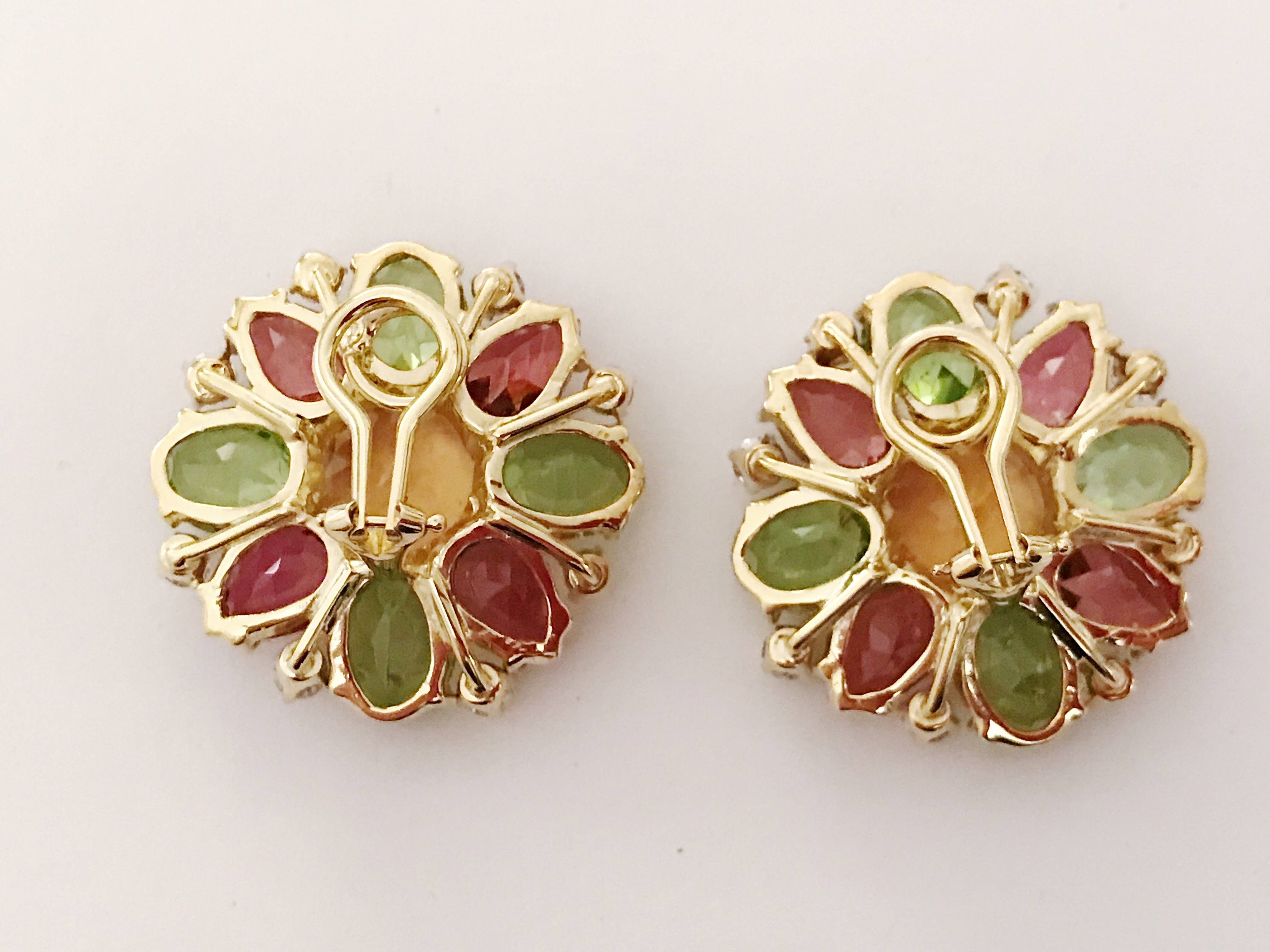 Yellow Gold Multi Stone Flower Earring Stud