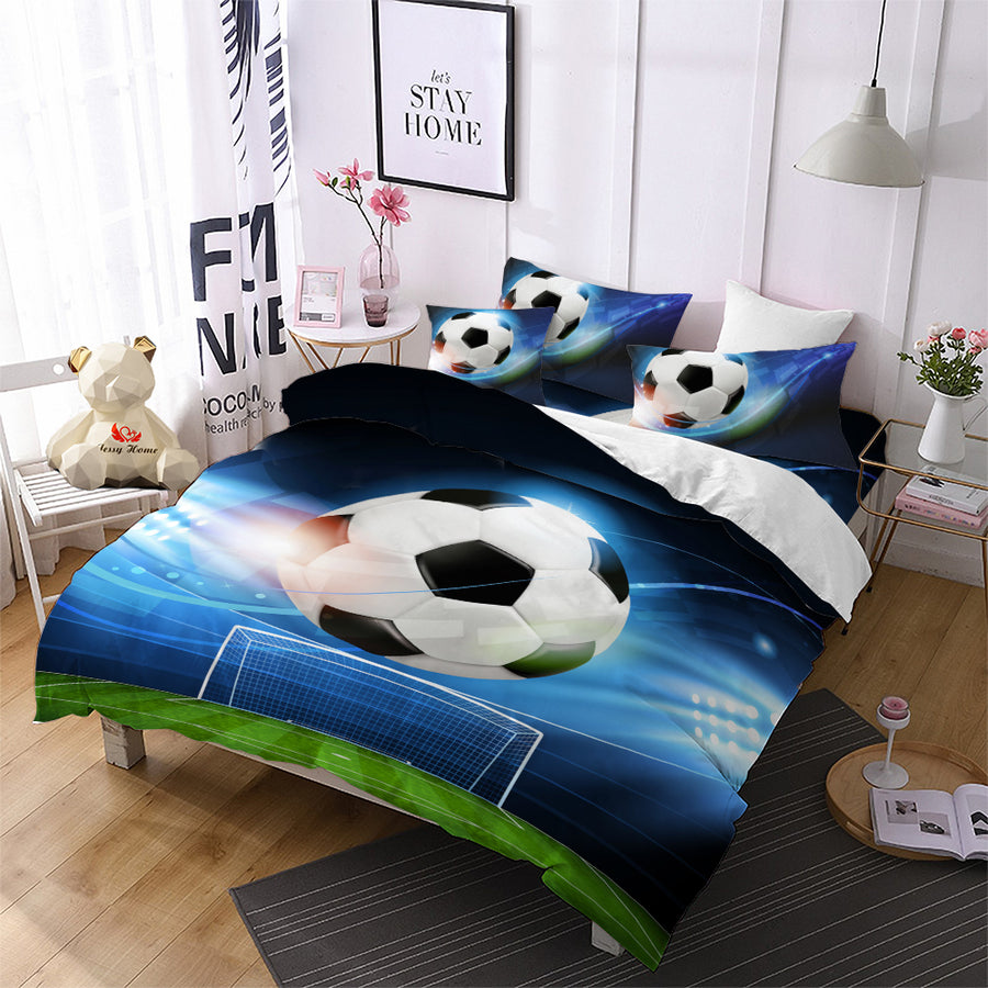 Jessy Home 3Pcs 3D Football Bedding Set Sports Stadium Print Duvet Cov