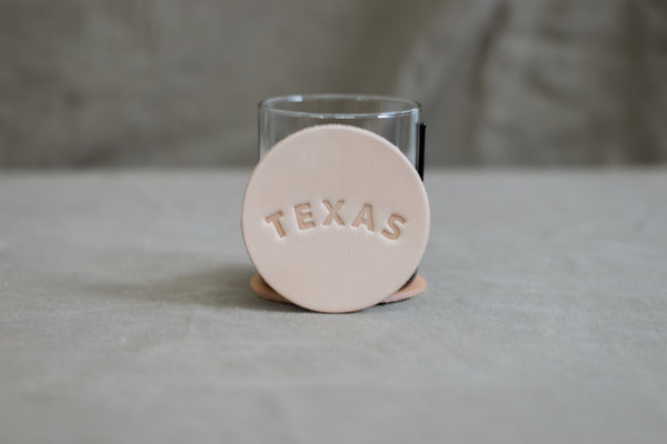 Cowhide Leather Texas Map Coasters With Lacing Cup Holder Stand