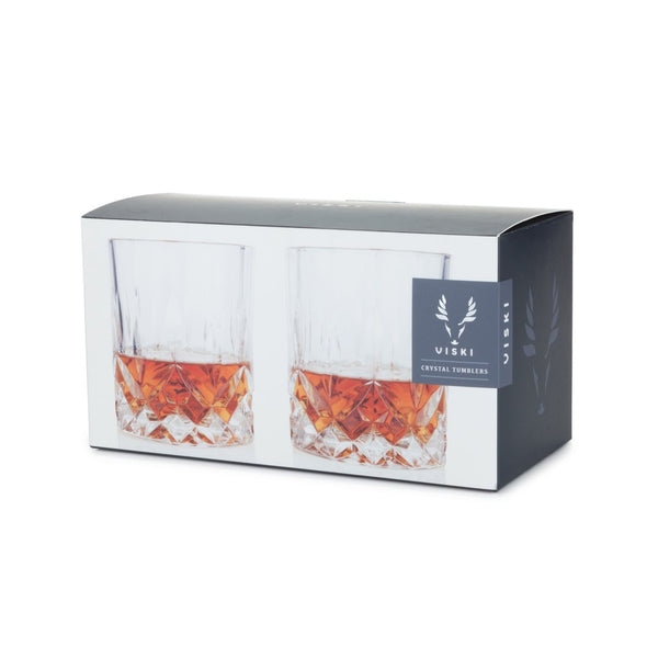 Viski Admiral Cocktail Shaker - Cut Crystal Tumbler with Stainless