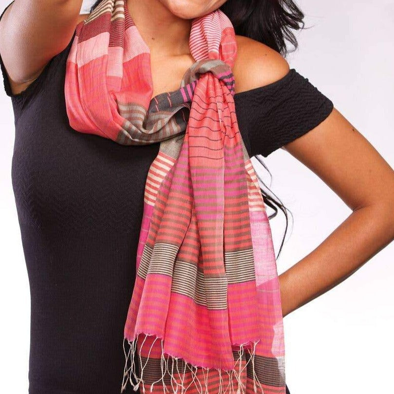 Modern Stripes Shades of Pink and Tan Scarf