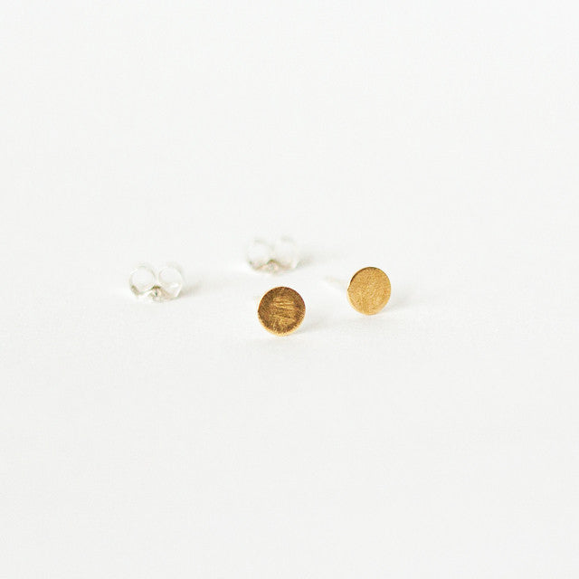 Large Dot Earrings, 5mm - 22K Gold