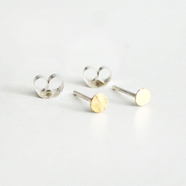 Tiny Dot Earrings, 3mm - 22K Gold