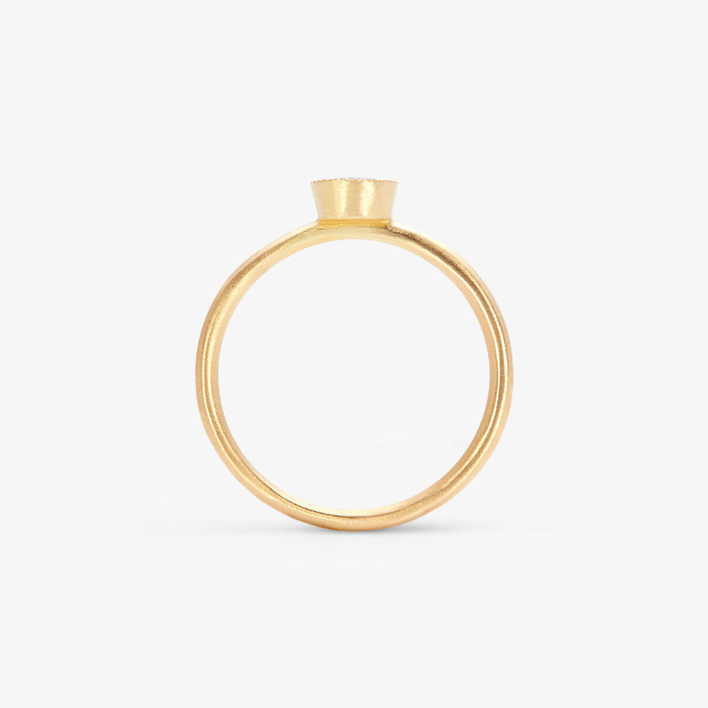 4mm White Diamond Round Brilliant Solitaire Ring | Satomi Kawakita Jewelry