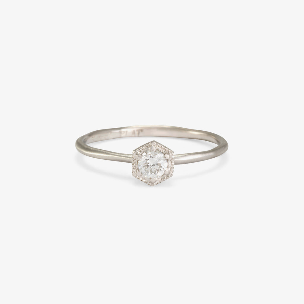 3.5mm White Diamond Hexagon Ring | Satomi Kawakita Jewelry