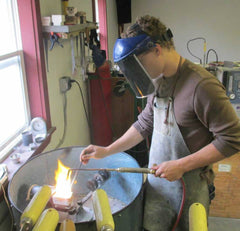 Abram melting gold for lost-wax casting.