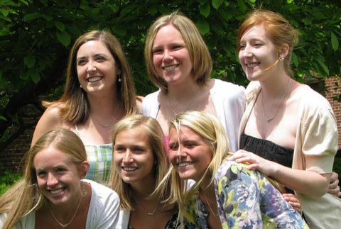 Maggie and her sorority sisters in their matching necklaces