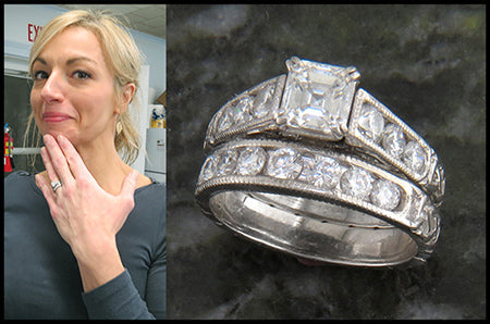 Chelsea models her new Celtic wedding rings.