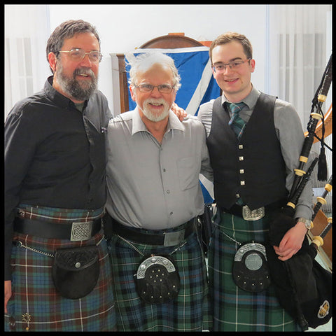 Steve Walker, Mark Cushing and Andrew Hutton pose for a picture at the 2017 Burns Supper.