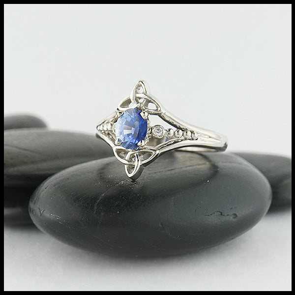 Trinity Knot and Blue Sapphire Ring