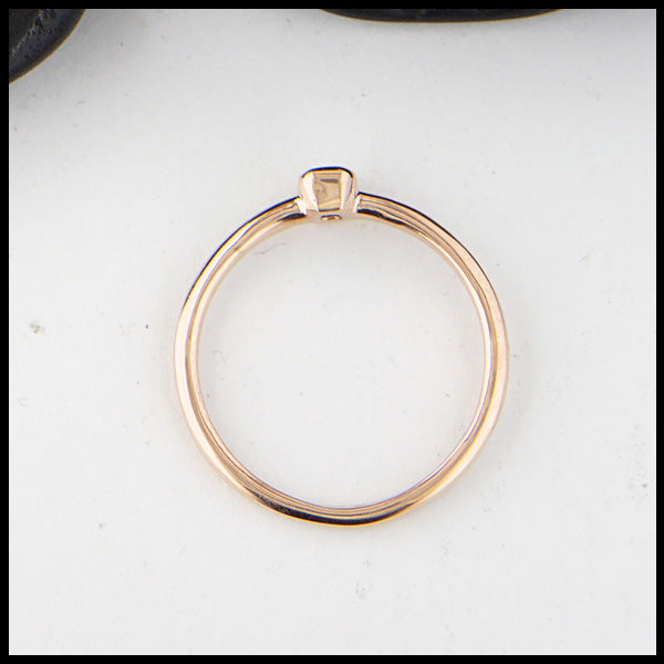 Simple Emerald Cut Diamond Ring in Rose Gold