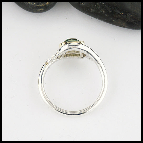 Rose Cut Mint Green Tourmaline Ring