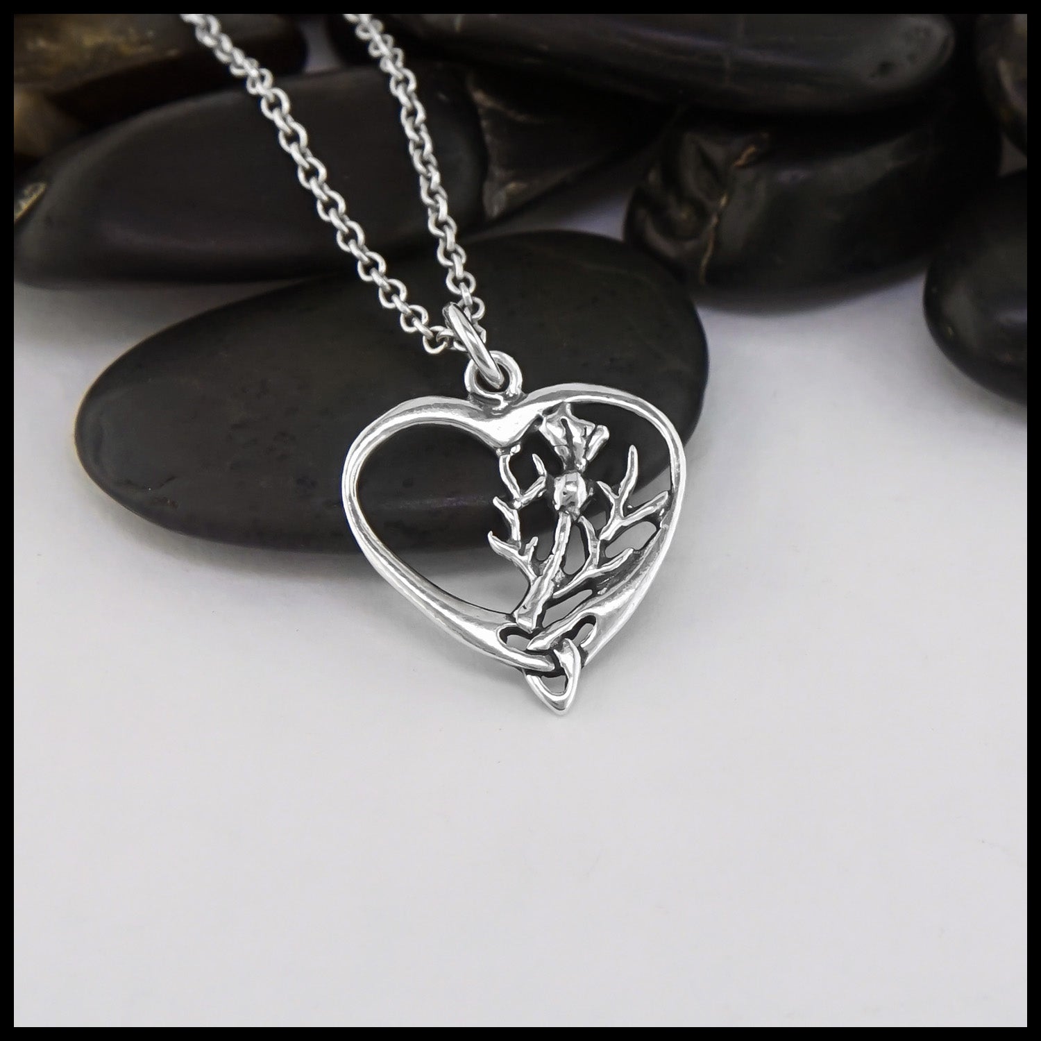 Scottish Thistle Celtic Heart Pendant Walker Metalsmiths