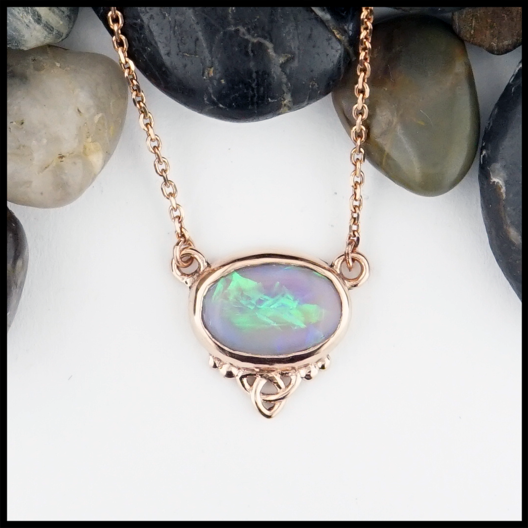 Rose Gold Trinity Opal Necklace Walker Metalsmiths