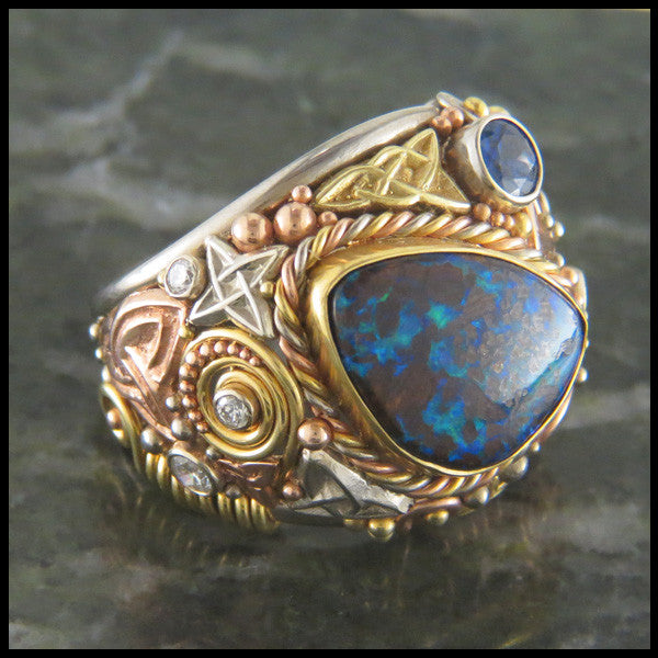 Boulder Opal Custom Celtic Ring | Walker Metalsmiths Celtic Jewelry