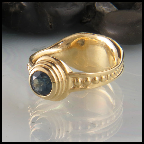 Yellow Gold ring with Montana Sapphire | Walker Metalsmiths