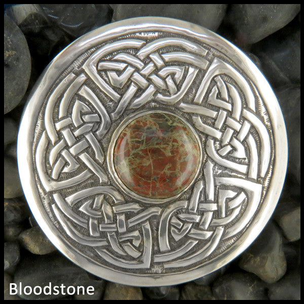 Celtic brooch in Sterling Silver with stones