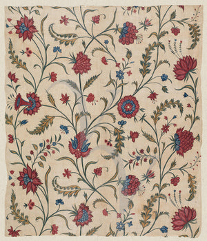 Indian floral textile design. Antique flowers India. Fine art print 