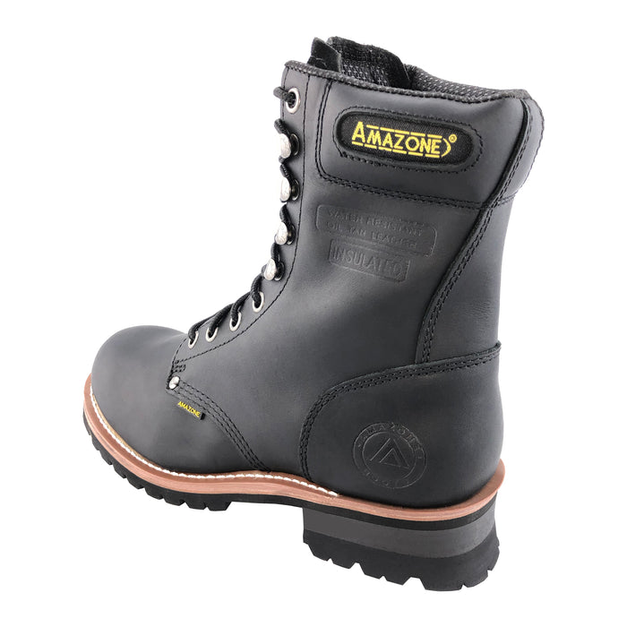 black steel toe logger boots