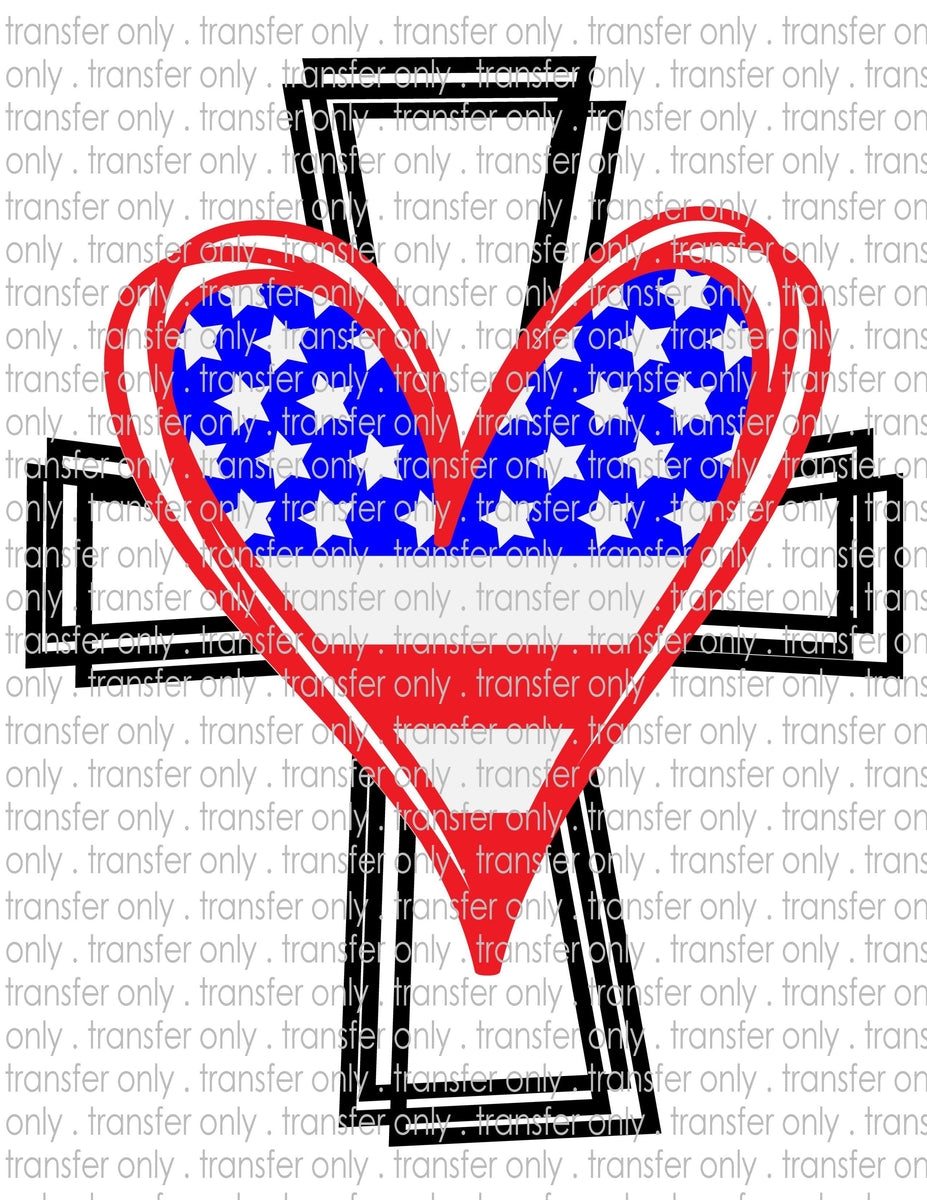 American Flag Heart Cross - Waterslide, Sublimation Transfers – Sticky ...