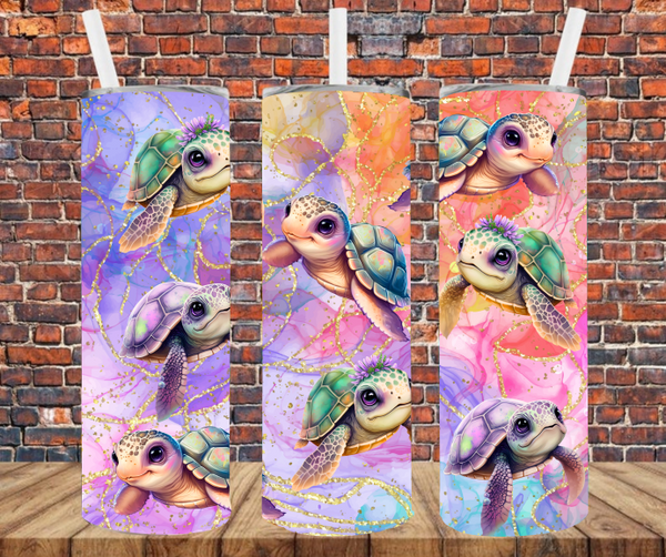 I Just Freaking Love Turtles – Tumbler Sublimation Transfer – Ready To Press  – Heat Transfer – 20 OZ – 30 OZ – Sea Turtle – Ocean – Glitter